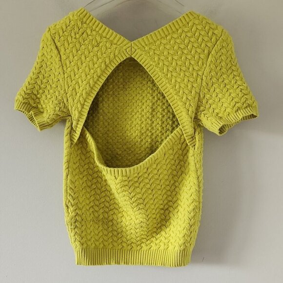 ANTHRO | MAEVE Sweater Open Back Short Sleeve Yellow Sz XS - Picture 4 of 6